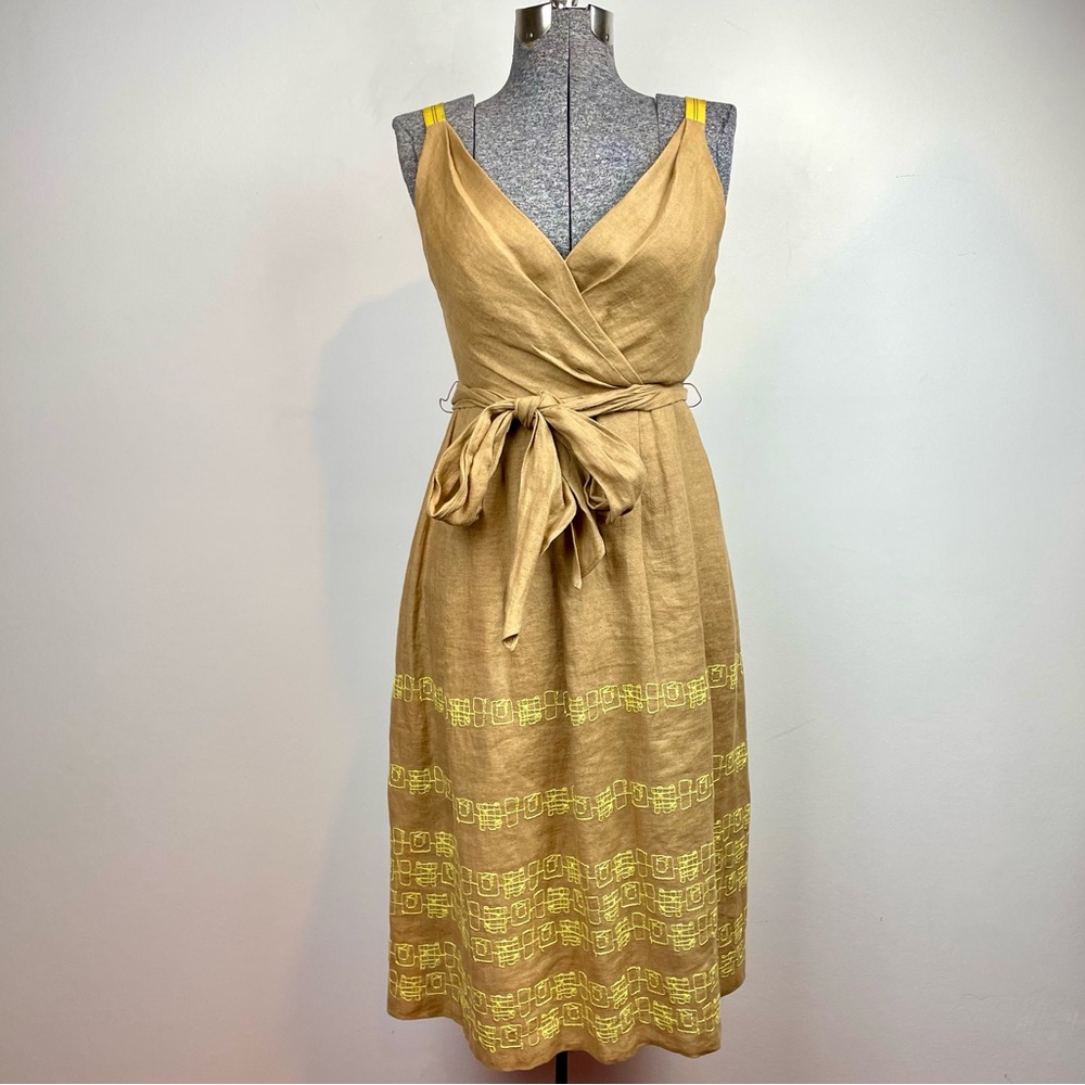Lida Baday linen embroidered dress small fitting 10 see measurements description